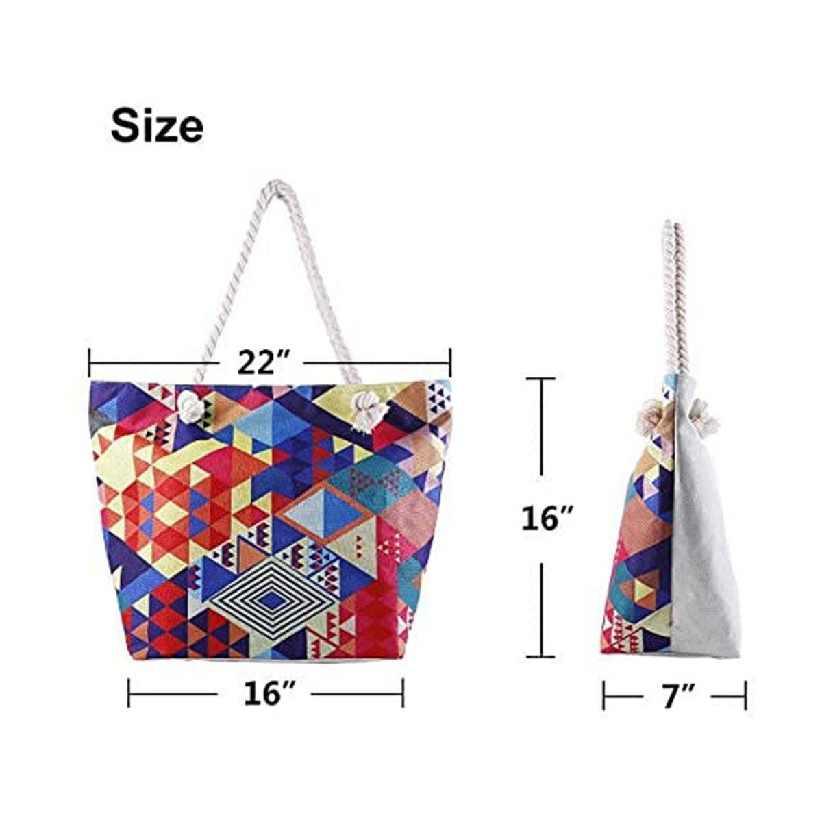 Pxymoer Extra Large Beach Bags Totes Women Waterproof Sandproof Big Tote Bag Zipper Inner Pockets Rope Handle Canvas with Zip Closure Swim Pool Gym