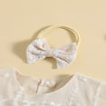 thumbnail image 4 of Robe Fille Dentelle Fleur Demi Manche Col Rond Maille Robe avec Bandeau, 4 of 9