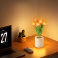 thumbnail image 6 of FENGGHAO Mothers Day Tulip Night Light 6 Heads Yellow Artificial Flower LED Lamp with Vase Dimmable Rechargeable Table Centerpiece Home Decor, 6 of 7
