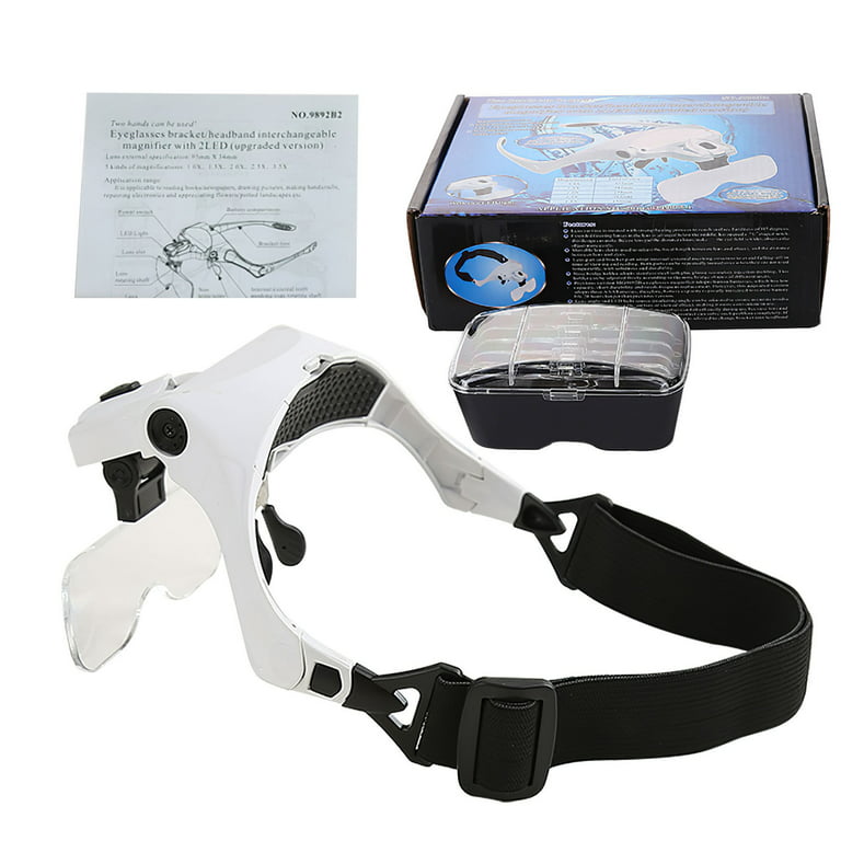 Magnifying Glasses with LED Light and Head Strap, has interchangeable lenses