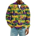 thumbnail image 5 of LNZGNM Men's Mardi Gras Outfits 1/4 Zip Up Plus Size Printed Sweatshirt Banded Collar Long Sleeve Top Novelty Winter Outfits,Orange XL, 5 of 7