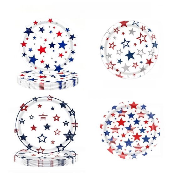 40 pcs 4th of July Paper Plates, Patriotic Dessert Plates Disposable American Flag USA Party Plate Tableware Set Party Decorations for Fourth of July Memorial Day Independence Day