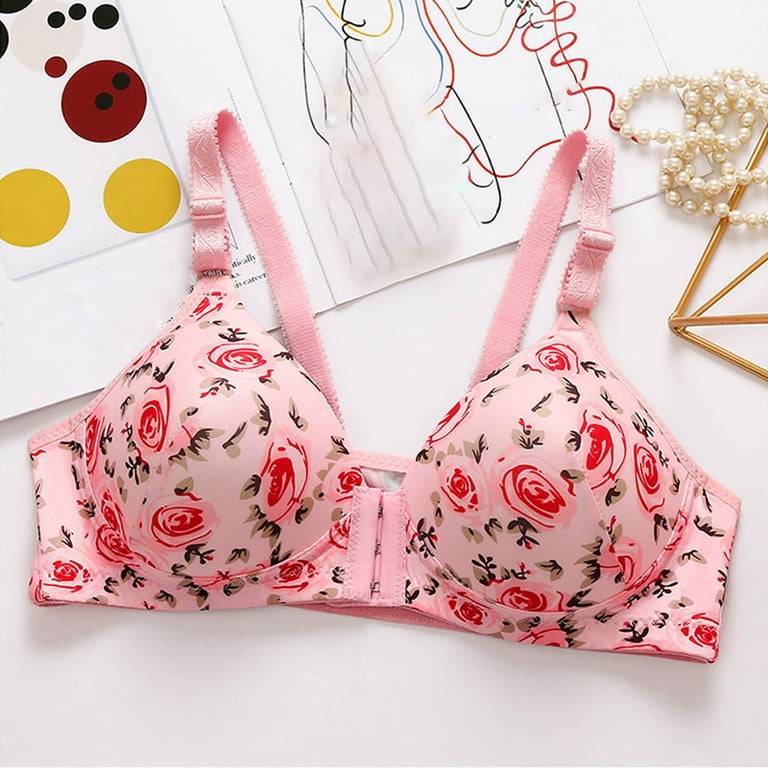 QUYUON Clearance Push up Bra Printing Thin Front Buckle Adjustment