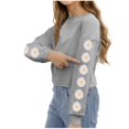 thumbnail image 2 of Tao Tao Kids Crop Tops Girls Long Sleeve Tee Shirts Cute Daisy Pinted Fashion Sweatshirt Pullover Top Gray 120, 2 of 5