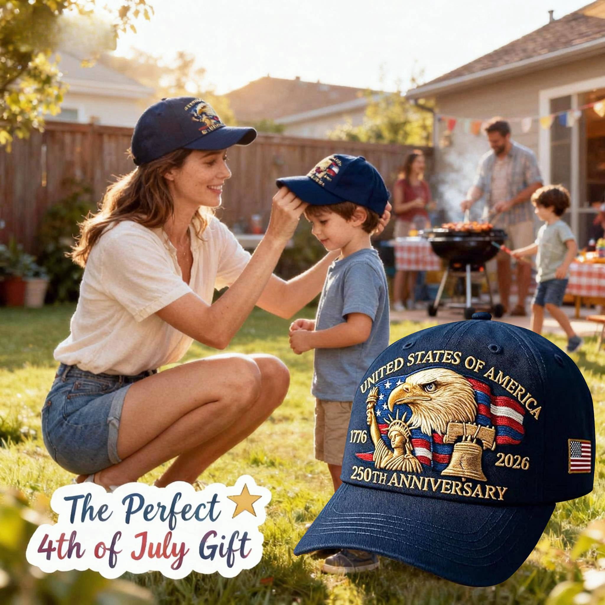 Cappello 250° Anniversario USA – Regolabile, Ricamato, Per Festeggiamenti, Escursioni, Viaggi