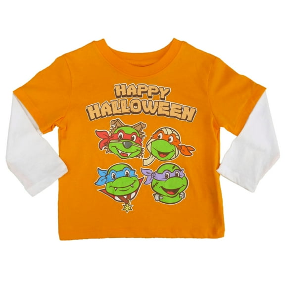 Teenage Mutant Ninja Turtles Infant Toddler Boy Orange Happy Halloween Shirt 3T