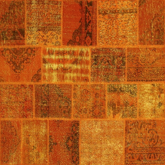 Ahgly Company Indoor Square Patchwork Yellow Transitional Area Rugs, 3' Square