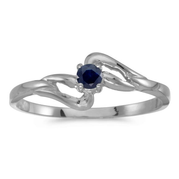 14k White Gold Round Sapphire Ring