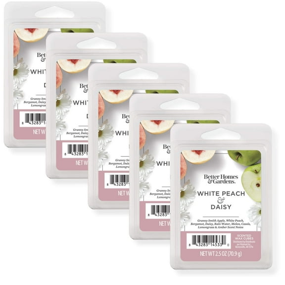 White Peach & Daisy Scented Wax Melts, Better Homes & Gardens, 2.5 oz (5-Pack)
