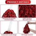thumbnail image 7 of CUGBO 24Pcs Cheerleading Pom Poms, Handle Metallic Foil Flower Ribbons for Dance Sports Game Party (Red), 7 of 7