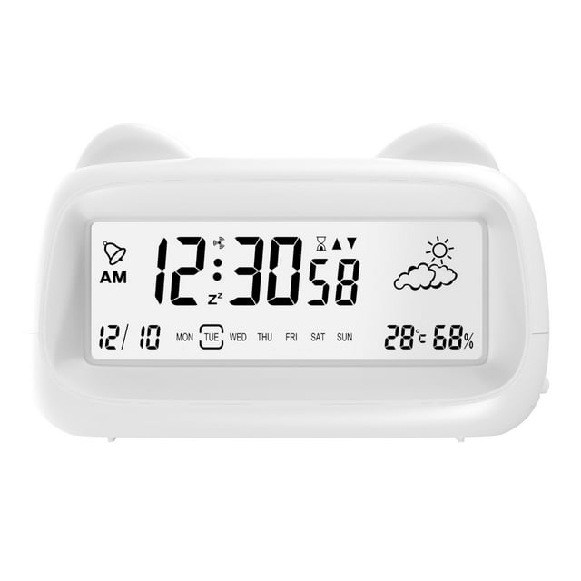 Bewildely Reloj despertador electrónico multifuncional transparente para organizar el dormitorio, consultar el calendario y el escritorio. Electrodomésticos blanco