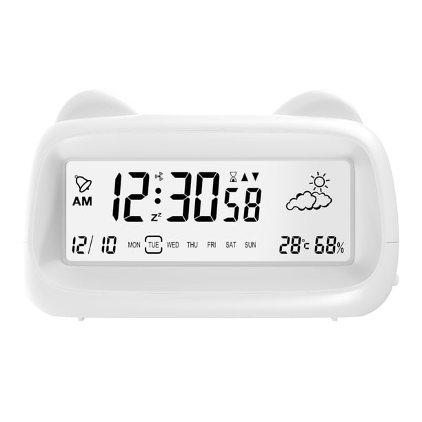 Advancent Reloj despertador electrónico multifuncional transparente ABS para dormitorio, organización y visualización de calendario. Electrodomésticos blanco