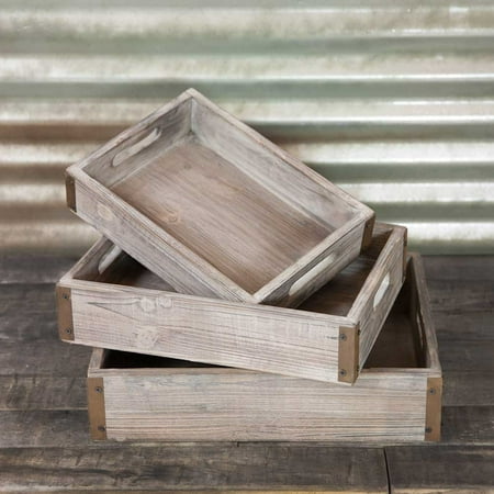 Wedding Decor Serving Trays Rectangle Wood With Metal Corners 13 Wedding Decor Serving Trays Rectangle Wood With Metal Corners 13 17 In Set Of 3