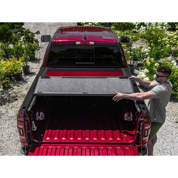 A.R.E. by RealTruck Fusion Painted Hard Fold Truck Bed Tonneau Cover | AR32006L-PAU | Compatible with 2009 - 2018 Dodge Ram w/o RamBox 5' 7" Bed (67") Paint Code: PAU/LAU Granite Crystal