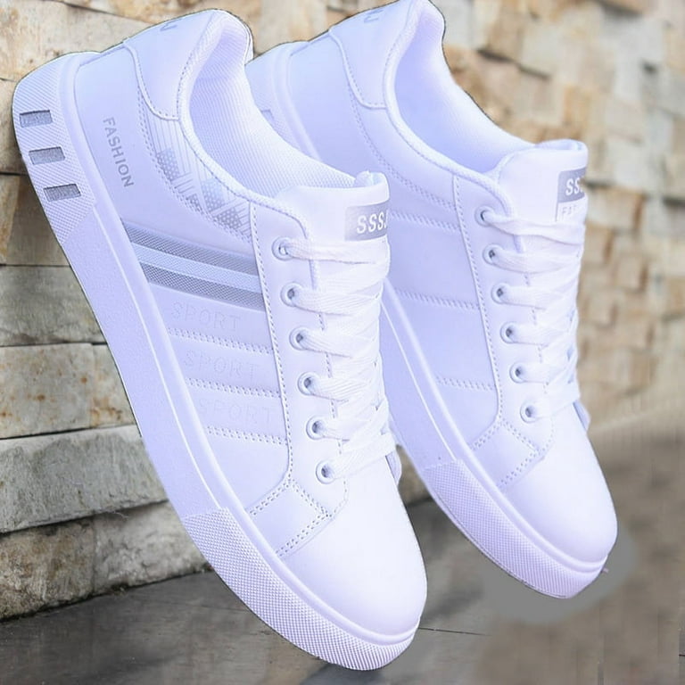 NAYUKA Men s Sneakers Casual Sports Shoes for Men Lightweight PU Leather Breathable Shoe Mens Flat White Tenis Shoes Zapatillas Hombre Father s Day Gift Walmart