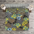 thumbnail image 3 of Ambesonne Abstract Quilted Bedspread Set 3 Pcs, Flowers Circled Detail, Queen Size, Multicolor, 3 of 3