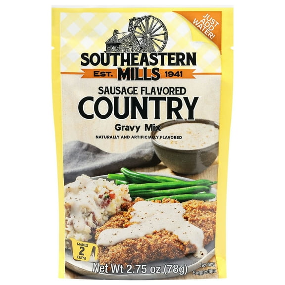 Southeastern Mills Sausage Flavored Country Gravy Mix, 2.75 oz Pouch – Classic Southern Gravy for Biscuits, Breakfast & More
