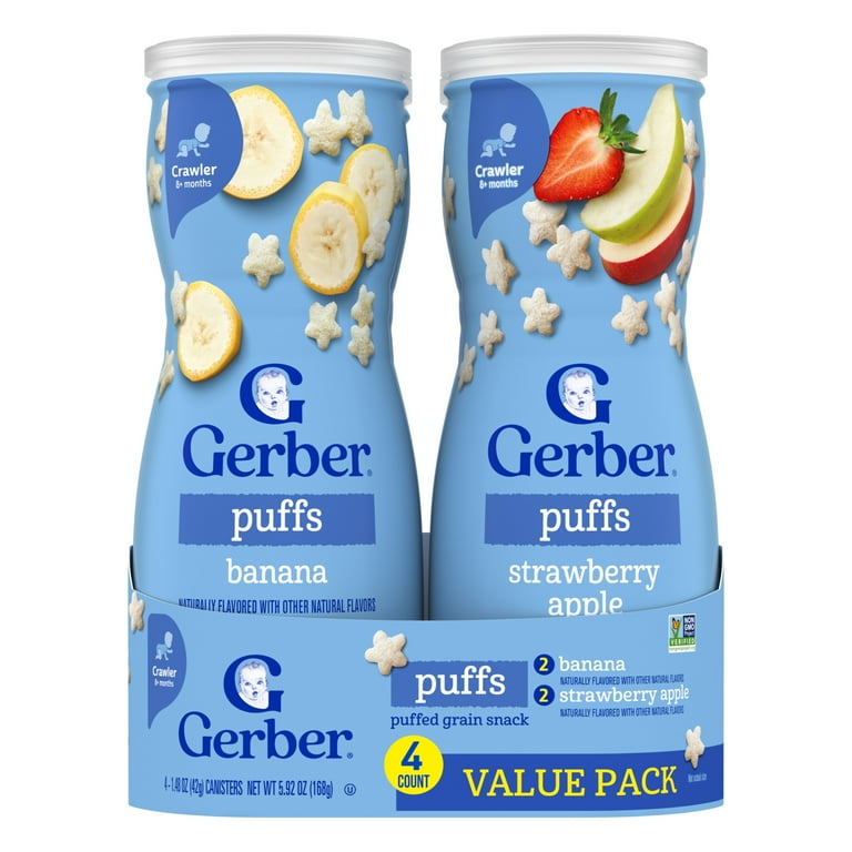 Gerber Stage Baby Food Snacks, Banana and Apple Strawberry