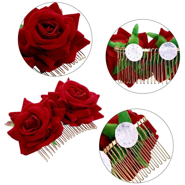 Ropa, calzado, etc. y complementos Paquete de 2 pinzas para el pelo de rosas, accesorios para el pelo de rosas para mujer, pinzas para el pelo de boda Ormromra HMHZ337-2