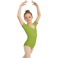 thumbnail image 2 of Agkizg Girls Ballets Leotard Short Sleeve Solid Crewneck Dance Bodysuit for Kids Breathable Stretchy Leotard, Sizes 9-10 Years, 2 of 6