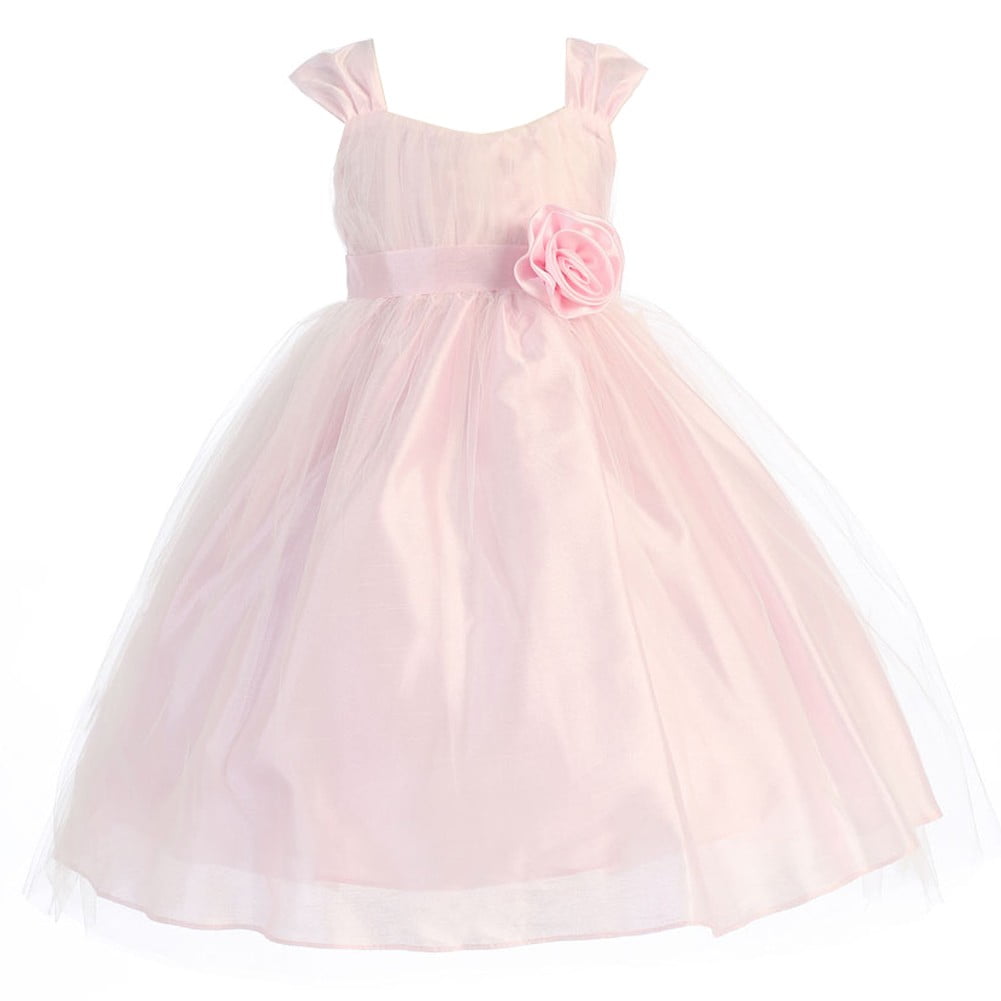 Sophias Style - Little Girls Pink Polysilk Tulle Flower Girl Dress 2T-6 ...