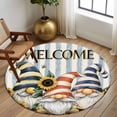thumbnail image 3 of Sunflower Gnomes Large Area Rugs for Bedroom Living Room, Soft Non Slip Carpet Bedside Rug, Farmhouse Striped Bee Yellow Summer Flower Round Floor Cover Kitchen Accent Rug 7' for Dining Room/Office, 3 of 9