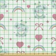 thumbnail image 2 of Animal Fabric by the Yard, Cartoon Style Rainbows Hearts Ribbons Stars and Funny Animals, Upholstery Fabric for Dining Chairs Home Decor Accents, Pastel Pink Multicolor by Ambesonne, 2 of 5