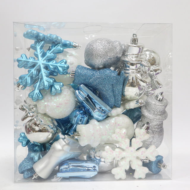 Holiday Time 28 count Teal/ White/ Silver Snowman/ Snowflake/ Ice Skate Decoration Plastic Ornament