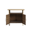 thumbnail image 5 of Beige Outdoor Wicker Rolling Bar Cart with Glass Top, Patio Wine & Beverage Serving Cart on Wheels for Poolside, Backyard & Garden Party, 5 of 8