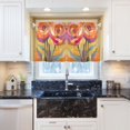 thumbnail image 5 of Yayeee Kitchen Curtains Tier Pair Light Filtering 27"x36" Rod Pocket Short Cafe Window Panel, Purple Abstract Floral, 5 of 7