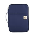 thumbnail image 1 of GOOHOCHY Bolsa de documentos A4 multifuncional, portátil, para hombres y mujeres, organizador de carteras, viajes de negocios, maletín con cremallera, estuche de almacenamiento (azul marino), 1 of 7