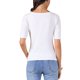 thumbnail image 3 of Camiseta básica de punto ligera y elástica de manga corta para mujer INSPIRE CHIC, cuello barco, talla XS, blanca, 3 of 6