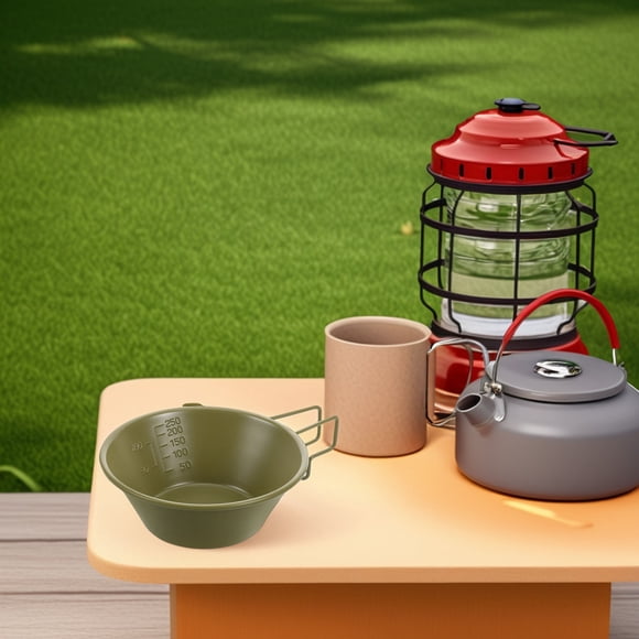 WASHWEPE Bowl Para Camping Inoxidable Con Mango Verde Resistente Y Fácil De Limpiar Para Exteriores