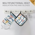 thumbnail image 4 of Yayeee Oven Mitts and Pot Holder Set of 2 Heat Resistant Kitchen Gloves Baking Hot Pad, White Hand Drawn Sailboats, 4 of 5
