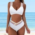 thumbnail image 4 of Sngxgn Women's Bikini Sets Two Piece Swimsuit High Waisted V Neck Twist Front Adjustable Spaghetti Straps Bathing Suit(White,M), 4 of 9