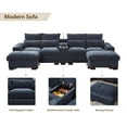 thumbnail image 2 of Hybition Sectional Sofa with 2 ottoman, Chenille Living Room Set, LED Light, Wireless Charging, Storage Console, Cup Holder-Color:Dark Grey, 2 of 9