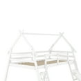 thumbnail image 5 of Euroco Twin over Queen Bunk Bed with Climbing Nets and Ramp for Kids Teens Bedroom, White, 5 of 14