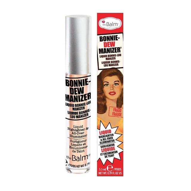 theBalm Bonnie-Dew Manizer Liquid Highlighter, Skin Perfector, Iluminador de larga duración, suave, All-Over, fácilmente mezclable, marrón, 0.19 oz