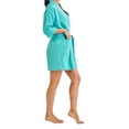 thumbnail image 3 of TowelSoft Women's Short Cotton Blend Waffle Kimono Turquoise Bathrobe (One Size), 3 of 3