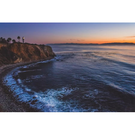 Beautiful Coastal View of Point Vicente Lighthouse atop the Steep Cliffs of Rancho Palos Verdes, Ca Print Wall Art By