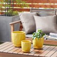 thumbnail image 2 of DecMode 8", 6", 5"H Indoor Outdoor Yellow Ceramic Planter with Attached Saucer (3 Count), 2 of 8