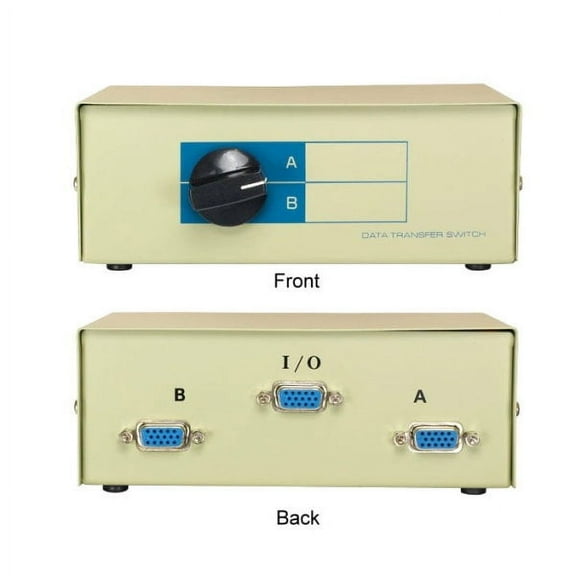 Kentek VGA HD15 2 Way Manual Data Switch Box 15 Pin Female I/O AB Port for PC MAC to Video Display Monitors