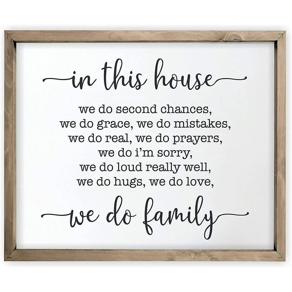 In This House We Do Family Framed Rustic Framed Wood Farmhouse Wall Sign 12x15