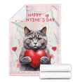 thumbnail image 2 of Happy Valentine's Day British Shorthair Brings Love Heart Cozy Fleece Blanket Cat Lover Kitten Owner Gifts Warm Soft Throw Blanket - 02028, 2 of 5