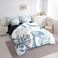 thumbnail image 2 of spefrowx Ocean Starfish Full Size Bedding Sets for Kids, Cute Seashell Seaweed Full Size Bed in a Bag, Black Reversible, 7pcs, 2 of 6