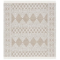 SAFAVIEH Kilim Emory Tribal Polyester Area Rug, Beige/Ivory, 6' x 6' Square