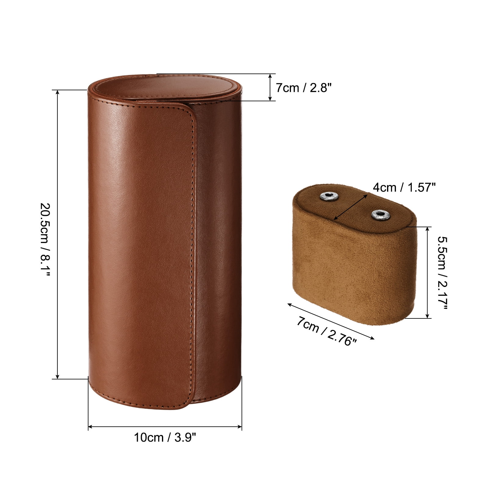 Unique Bargains Leather Watch Case Roll Storage Box Organizer 8.1"x 3.9"x2.8"