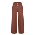 thumbnail image 3 of REALiKUN Women's Cotton Linen Wide Leg Pants Summer Smocked High Waisted Palazzo Trousers with Pockets, 3 of 4