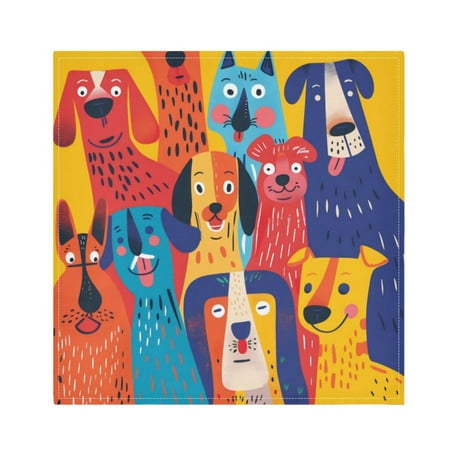 

Napkin Satin Napkin 20*20Inchx1 Kitchen Towel Dinner Plate Towel Decorative Towel Napkin Tea Towel Suitable For Kitchen Table Color Cartoon Dog Seamless