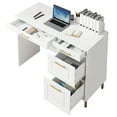 Catrimown Computer Desk with Drawers, White Desk with 4 Drawers, Home